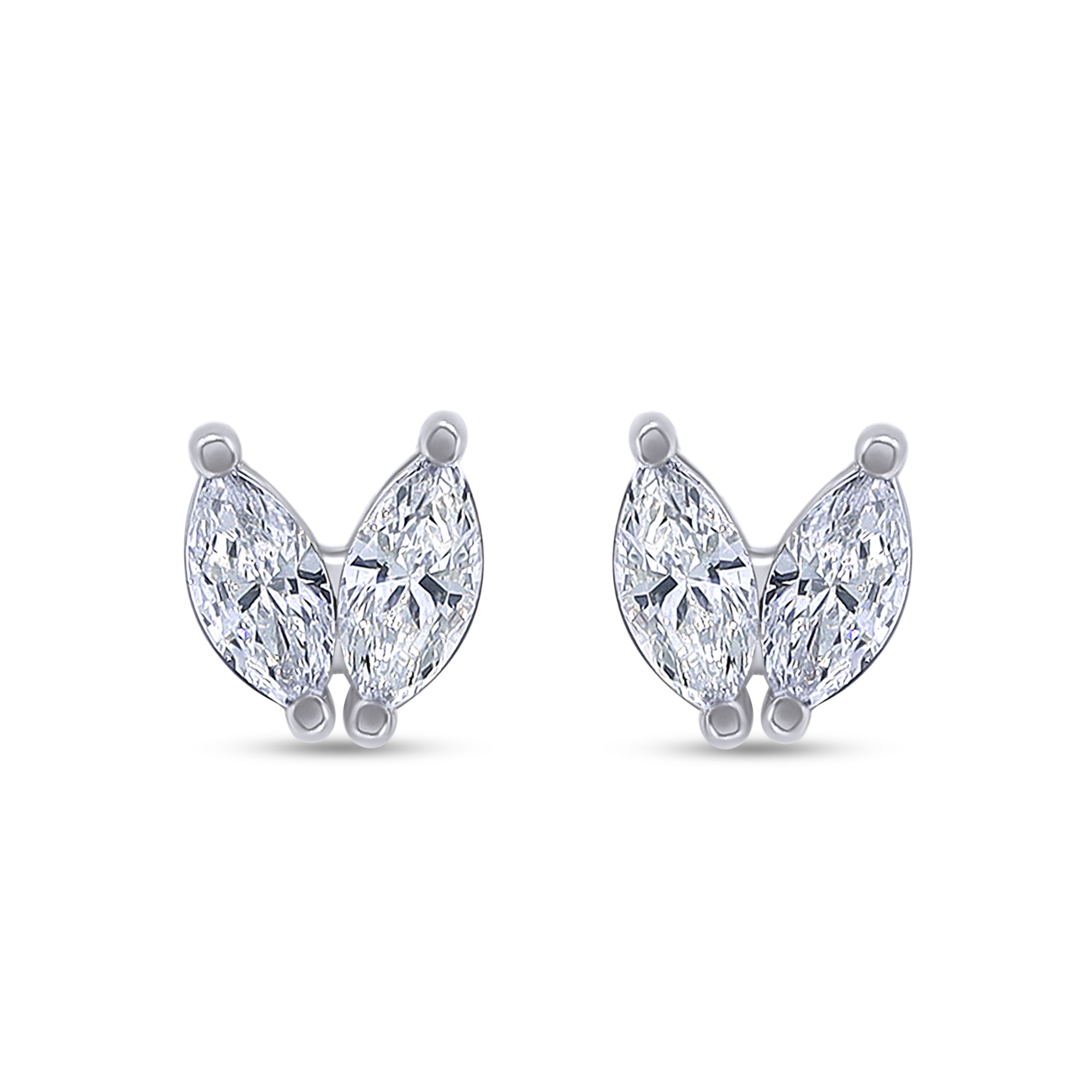 Pair of diamond earrings on a white background