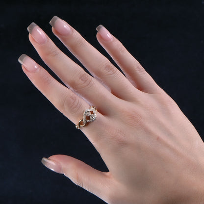 Solid Gold Natural White Diamond United Love Ring