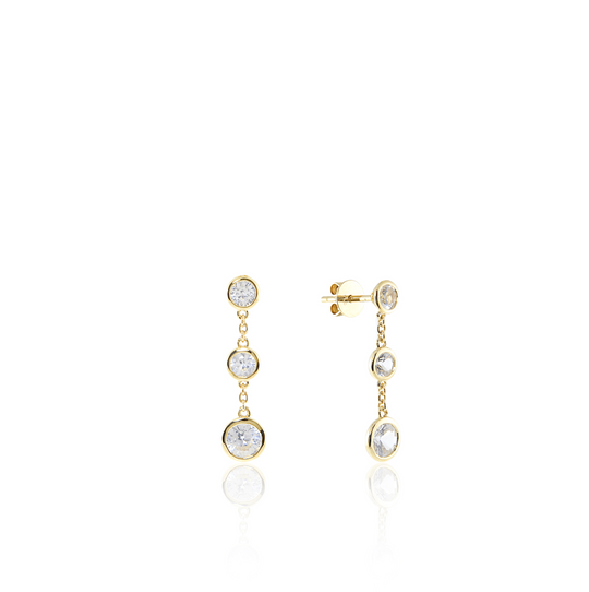 Solid Gold White Sapphire Short Swing Earrings