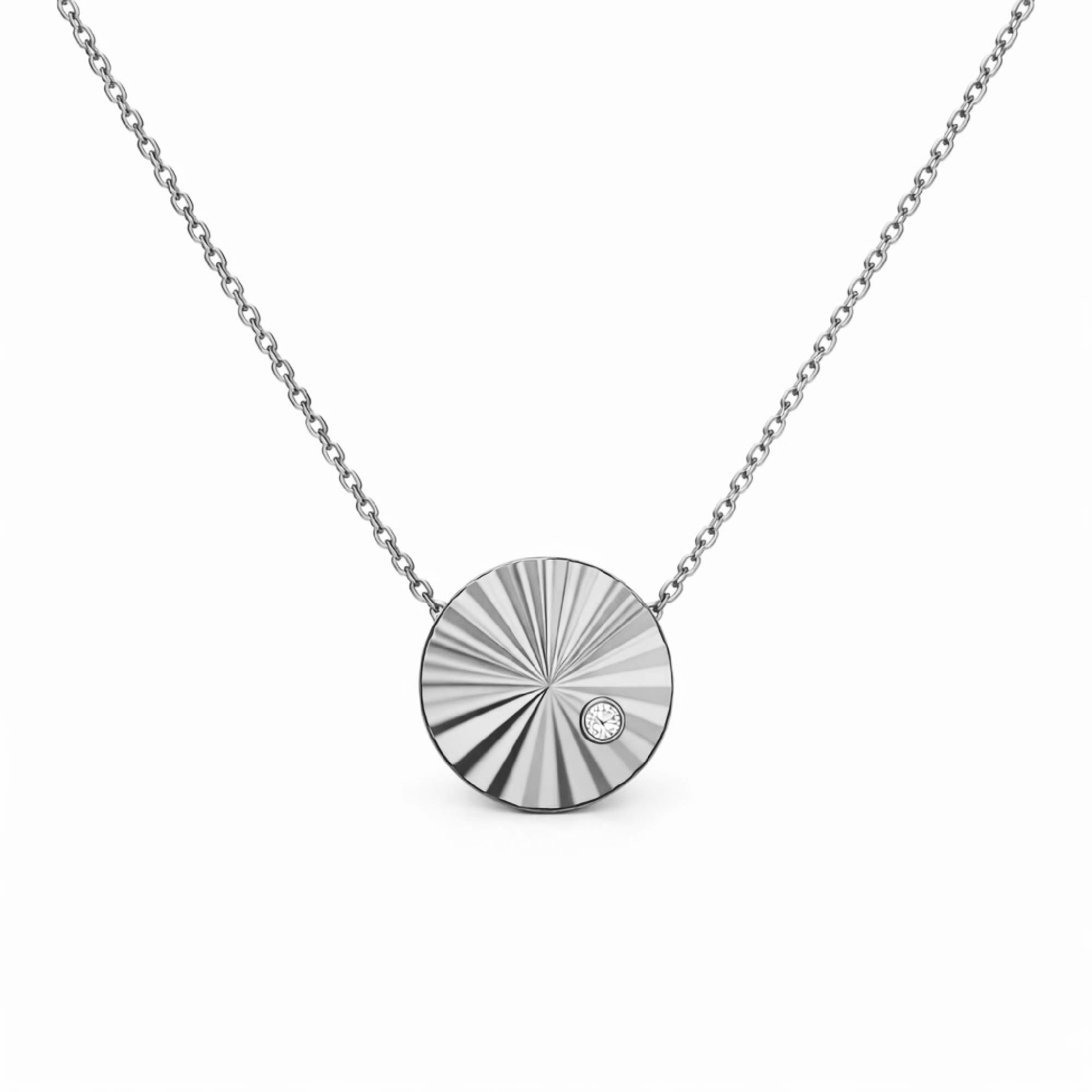 sterling silver liv sunburst necklace with a single lab grown diamond 