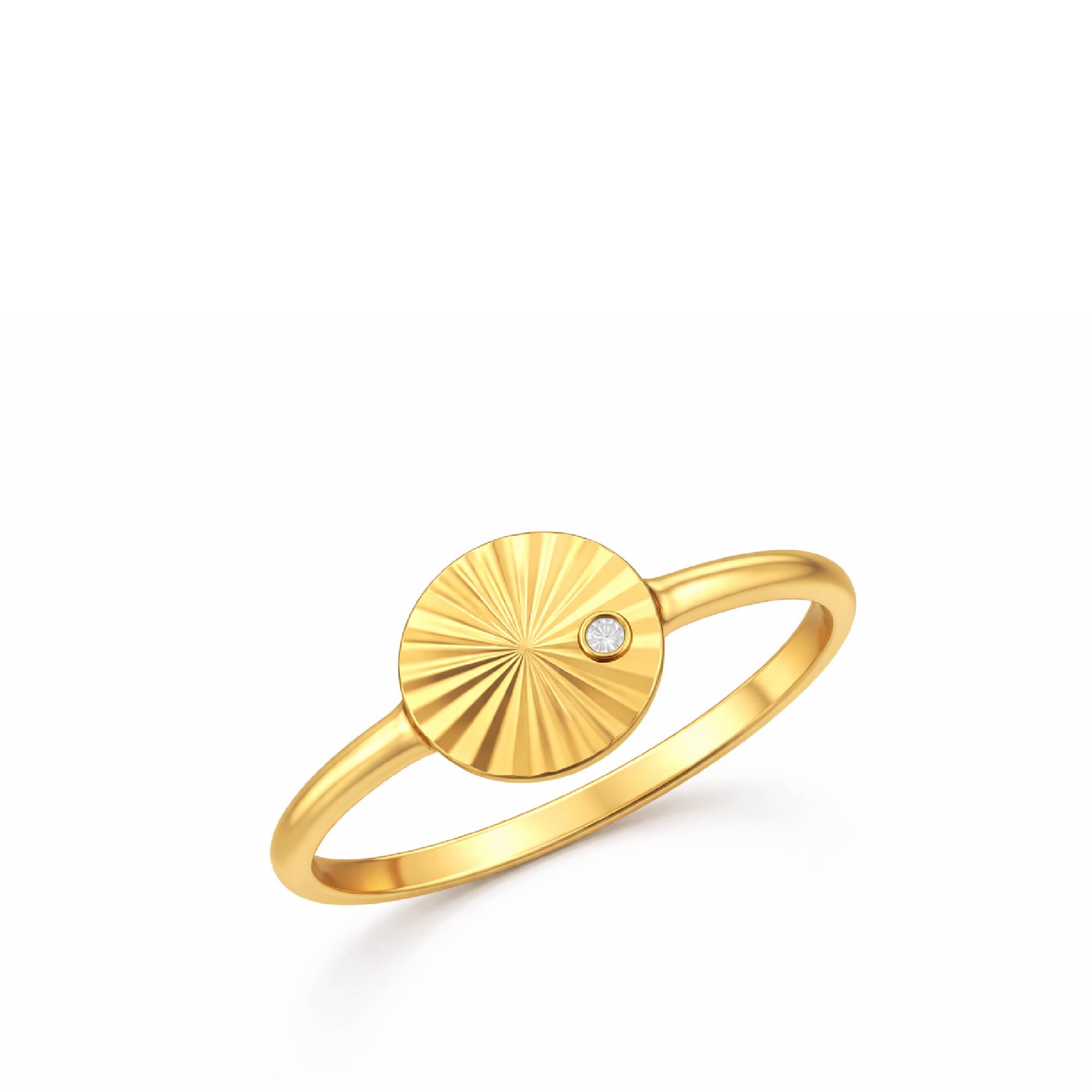 14k gold vermeil liv sunburst ring with a single lab grown diamond 