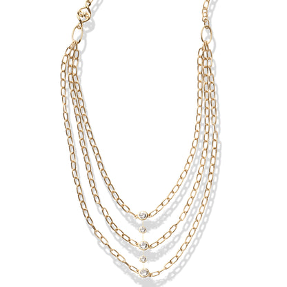 Gold Layered Necklace | White Sapphire Gold Bib Necklace