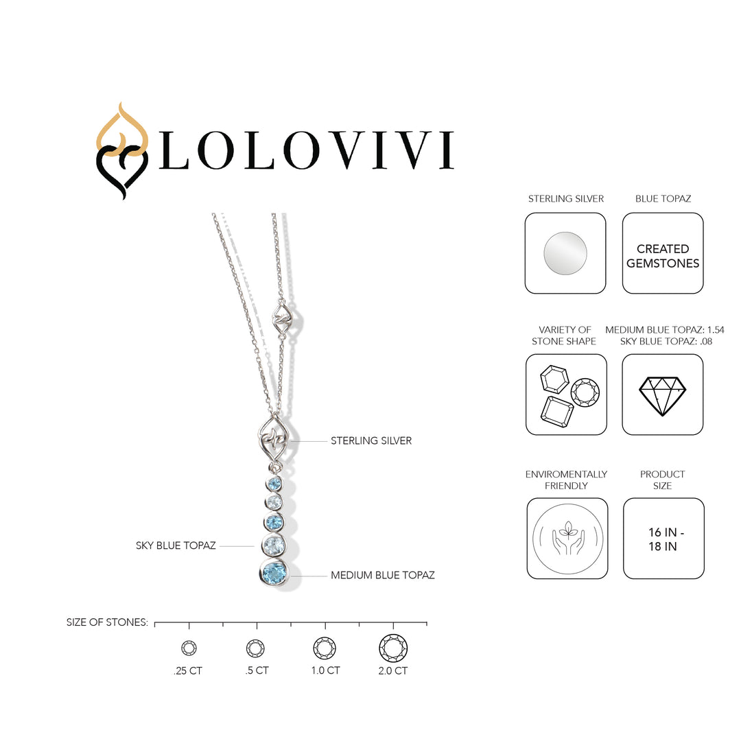 Sterling Silver Blue Topaz Drop Pendant Necklace