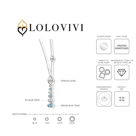 Sterling Silver Blue Topaz Drop Pendant Necklace