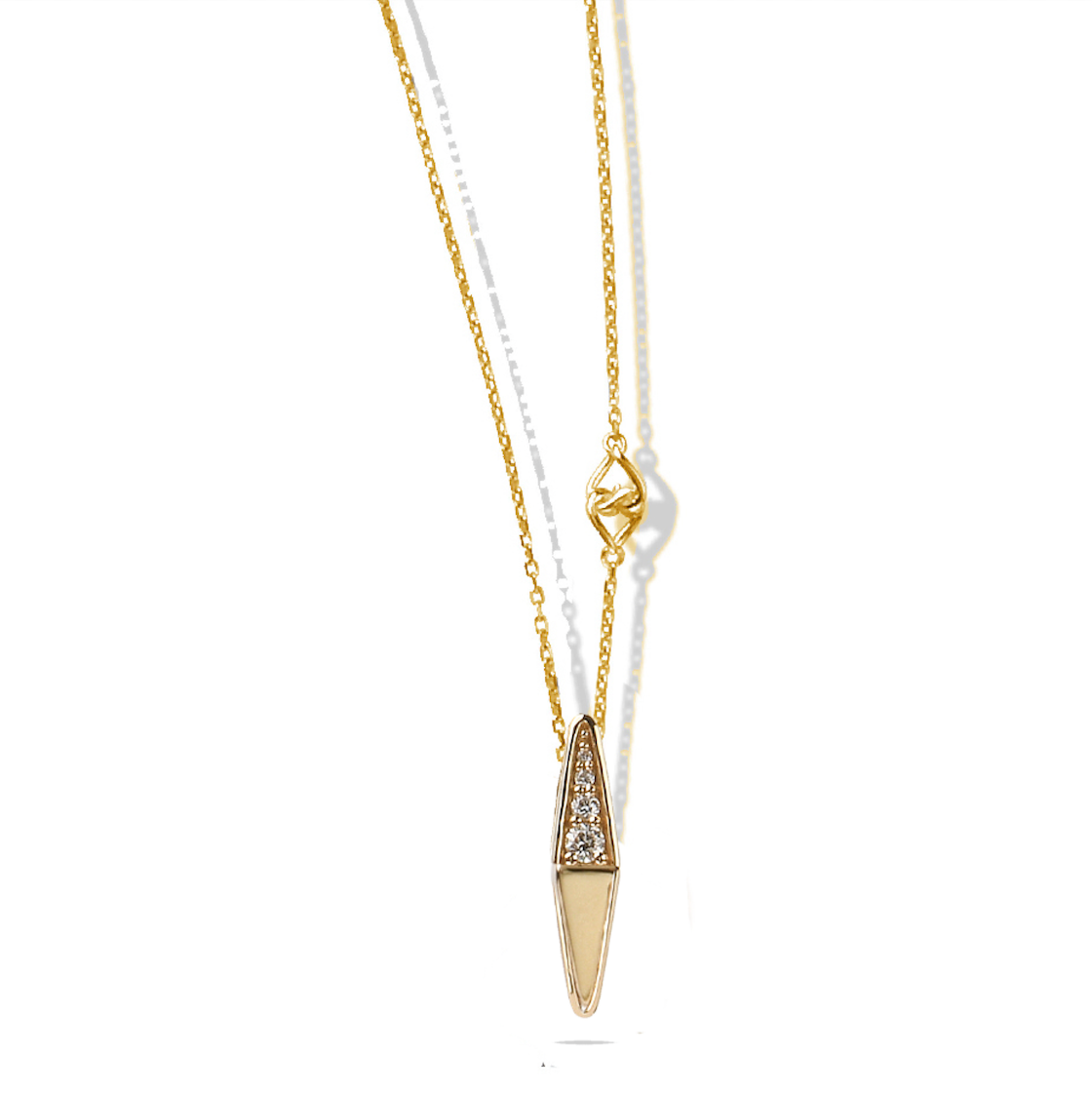 The Micah Pendant - Solid Gold Natural White Linea Half Diamond Pendant Necklace