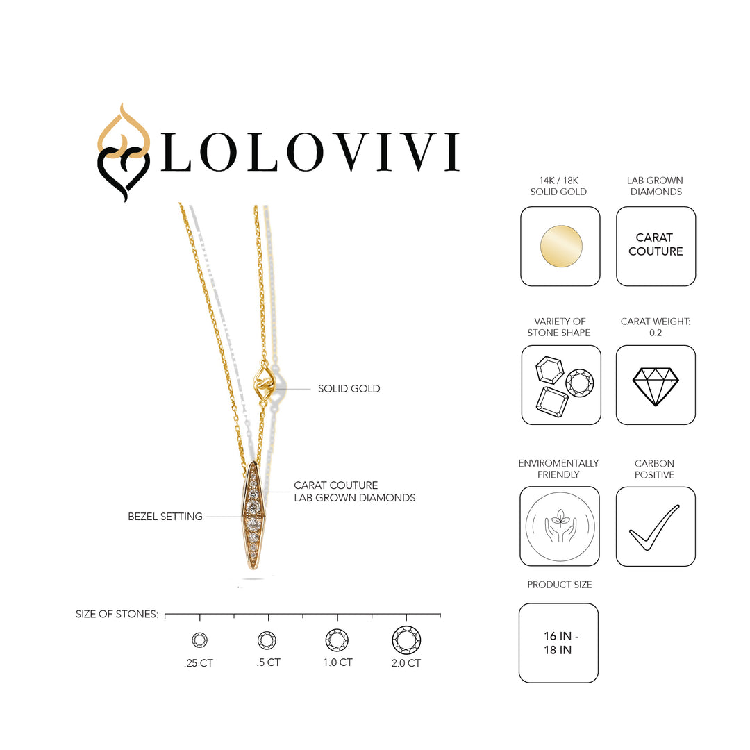 The Lane Pendant - Solid Gold Natural White Diamond Full Linea Pendant Necklace