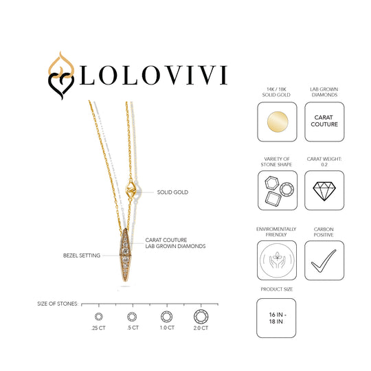 The Lane Pendant - Solid Gold Natural White Diamond Full Linea Pendant Necklace