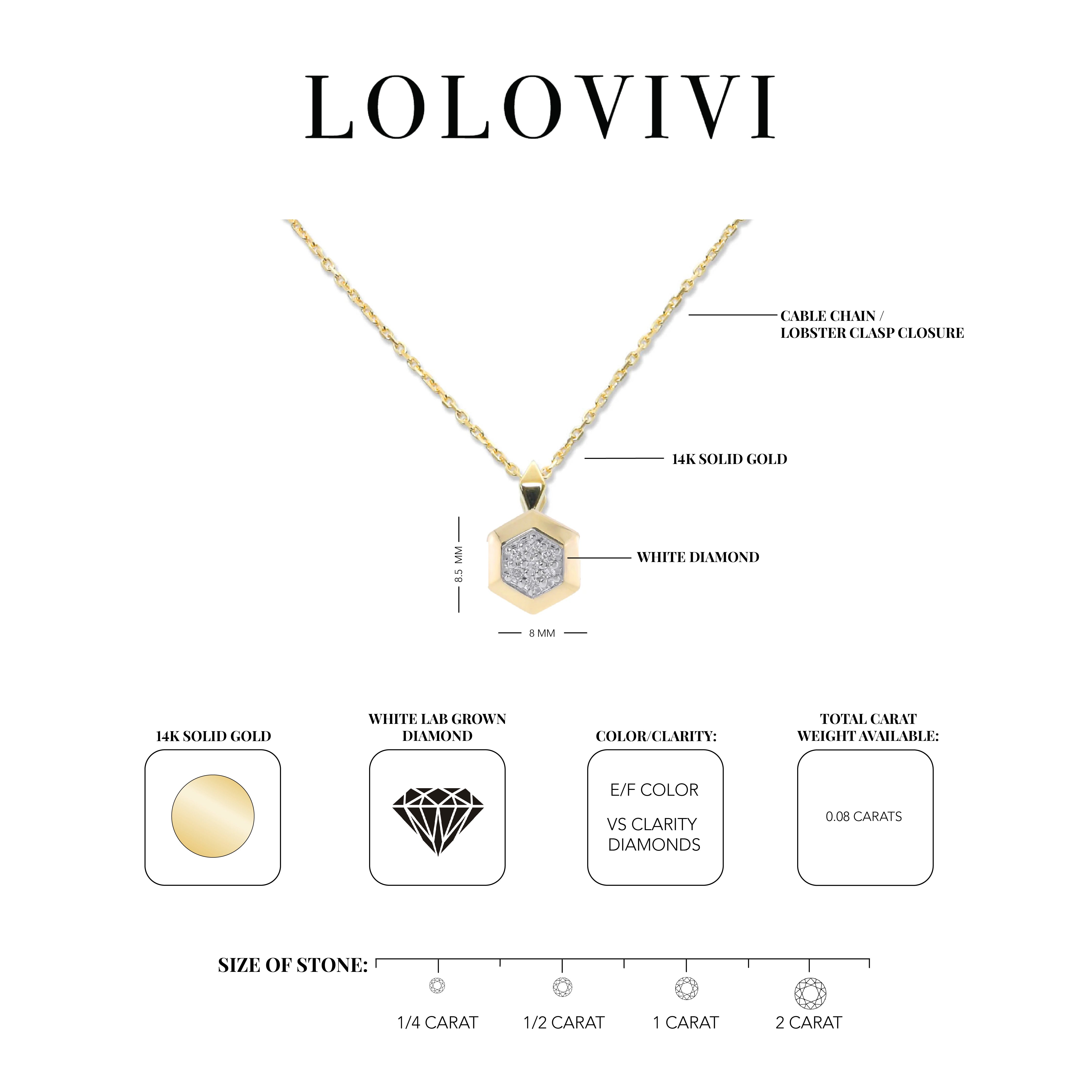 The Lennon 14K Solid Gold Diamond Pendant Necklace