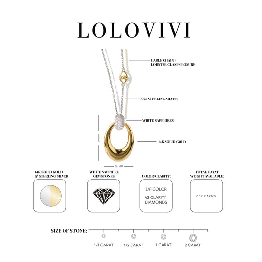 The Tova Sterling Silver 14K Solid Gold Gemstone Pendant Necklace