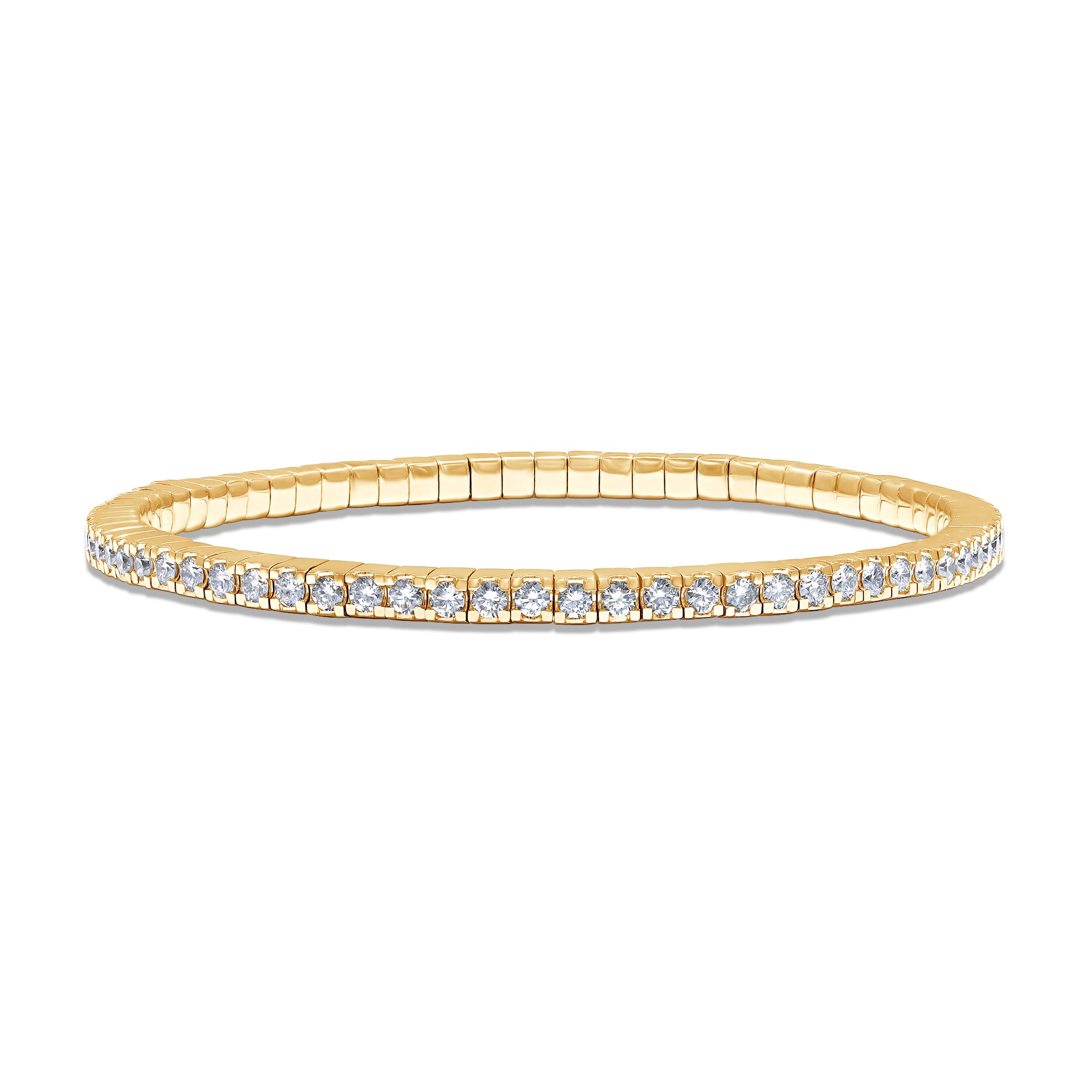 Gold bracelet with clear stones on a white background