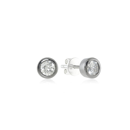 Sterling Silver Black Silver White Sapphire Small Stud Earrings