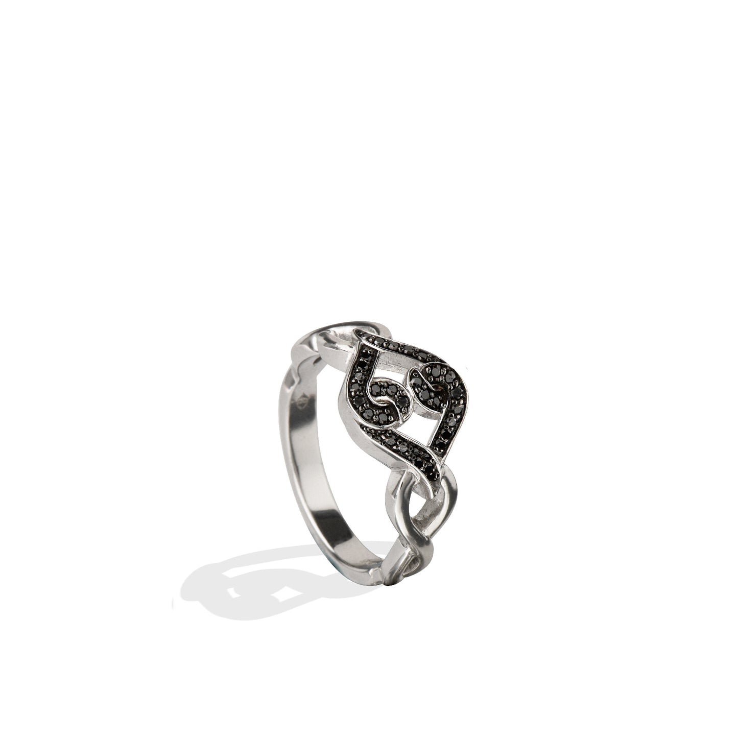Silver Diamond Ring | Sterling Silver Black Diamond Woven Hearts Ring