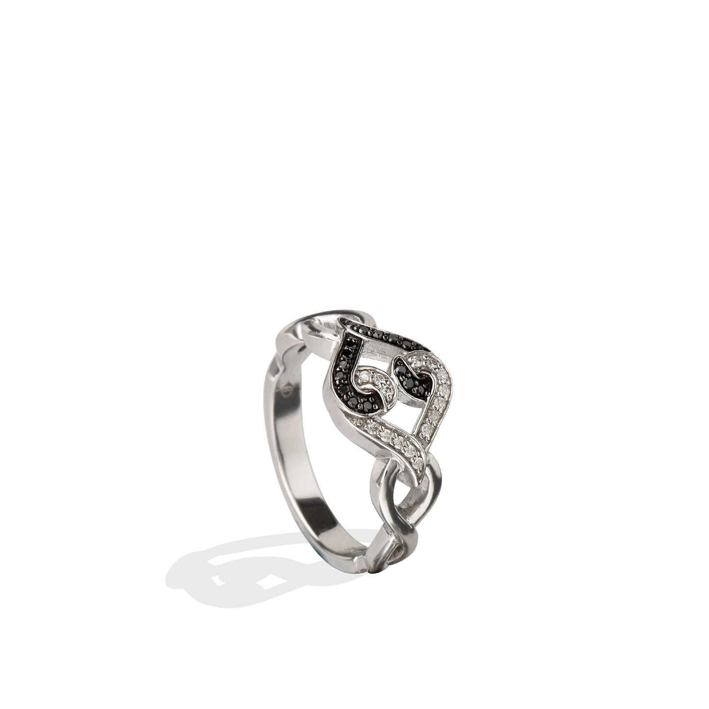 Sterling Silver White & Black Diamond  United Love Ring