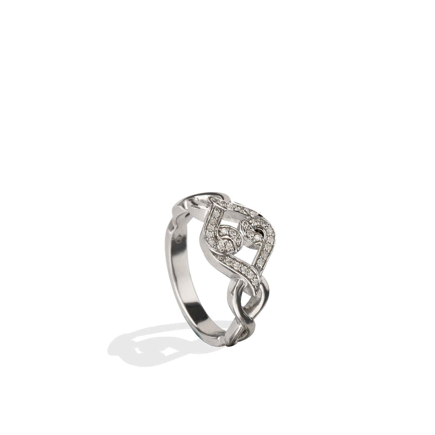 Sterling Silver Sapphire Ring | Silver Heart Ring with White Sapphires