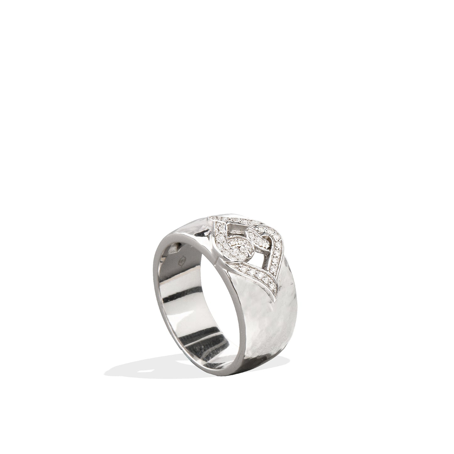 Silver Diamond Ring | Sterling Silver Natural White Diamond Woven Hearts Band