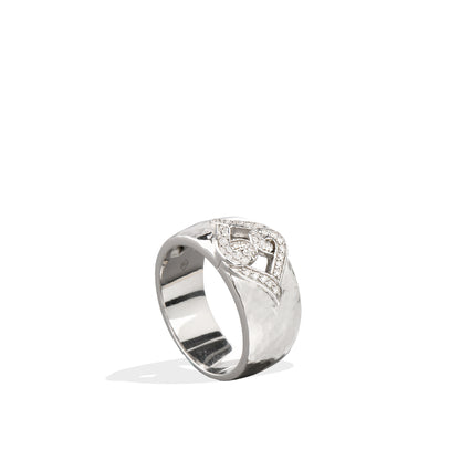 Silver Sapphire Ring | Sterling Silver White Sapphire Woven Hearts Band