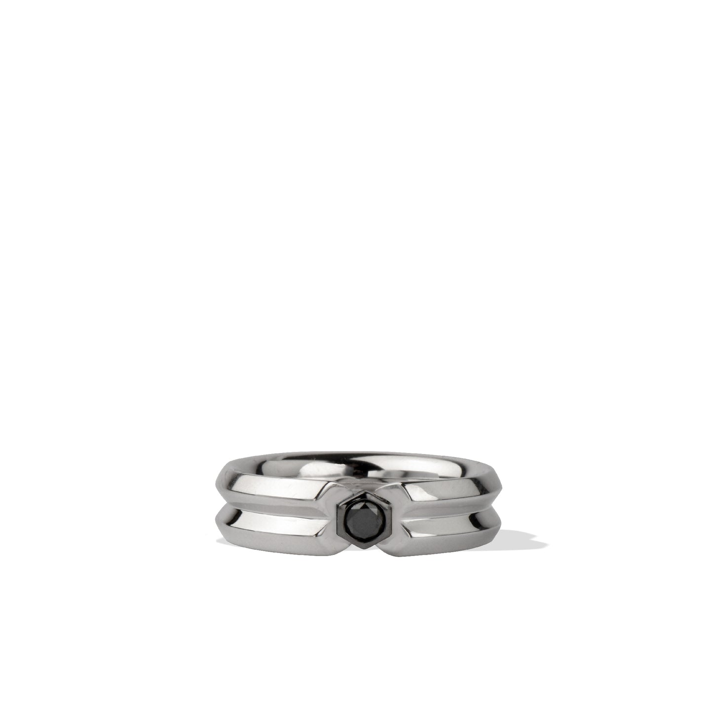 Sterling Silver and Black Silver Black Sapphire Band Ring
