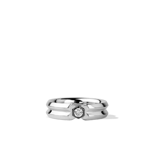 Sterling Silver Black Silver Natural White Diamond Band Ring