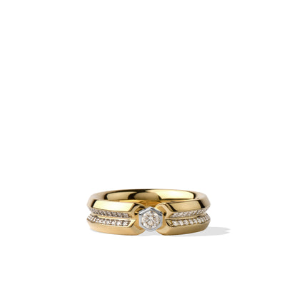 Yellow Gold Diamond Ring | Pave Set Diamond Statement Ring in Solid Gold