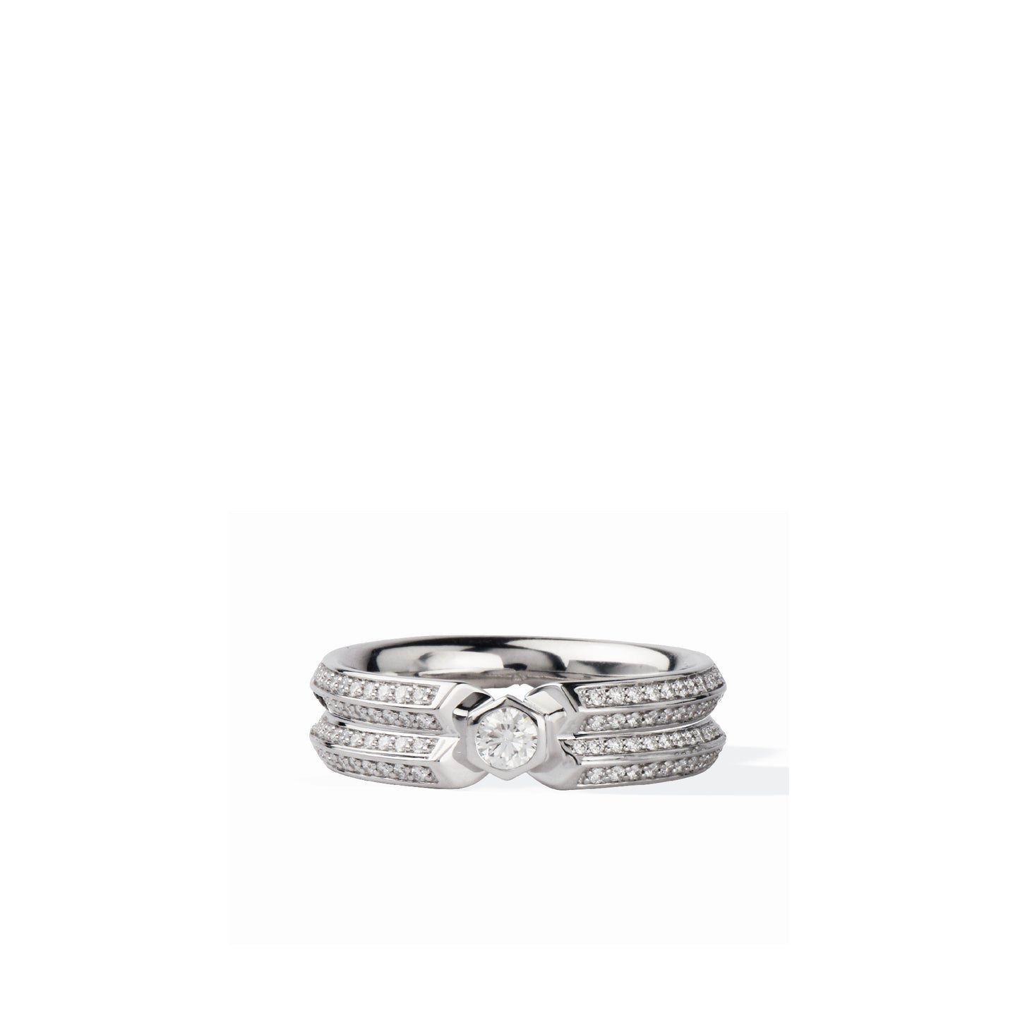 Sterling Silver White Sapphire Four Row Band Ring