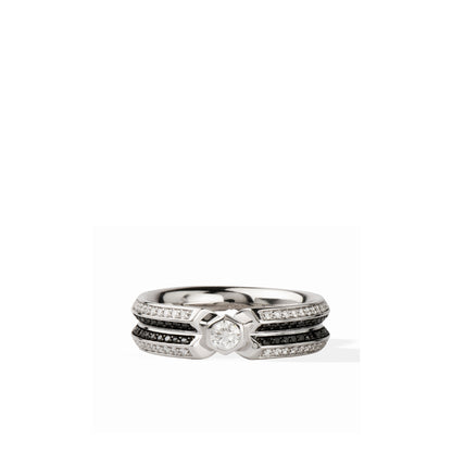 Pave Diamond Ring | Pave Set Black & White Diamond White Gold Ring