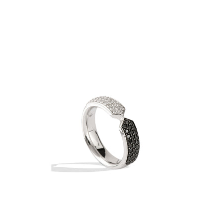 Solid Gold Black & White Diamond Touch Band Ring