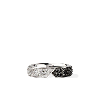 Silver Diamond Ring | Pave Set Black & White Diamond Sterling Silver Ring