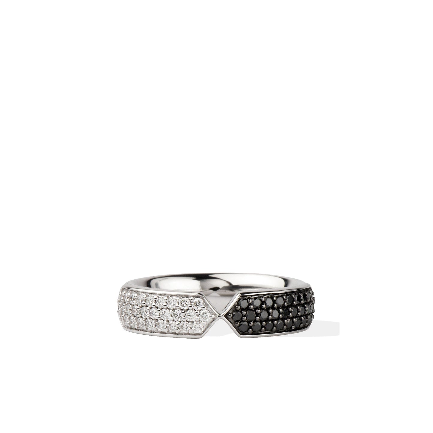 Solid Gold Black & White Diamond Touch Band Ring