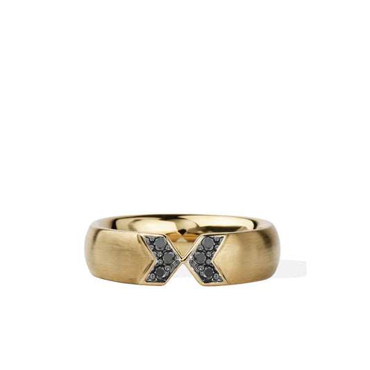 Solid Gold Black Diamond Touch Band Ring