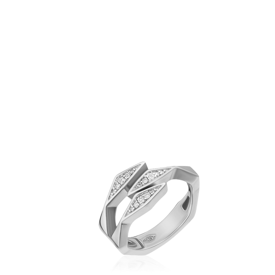 The Aspen Ring - Sterling Silver White Sapphire Triple Bypass Ring