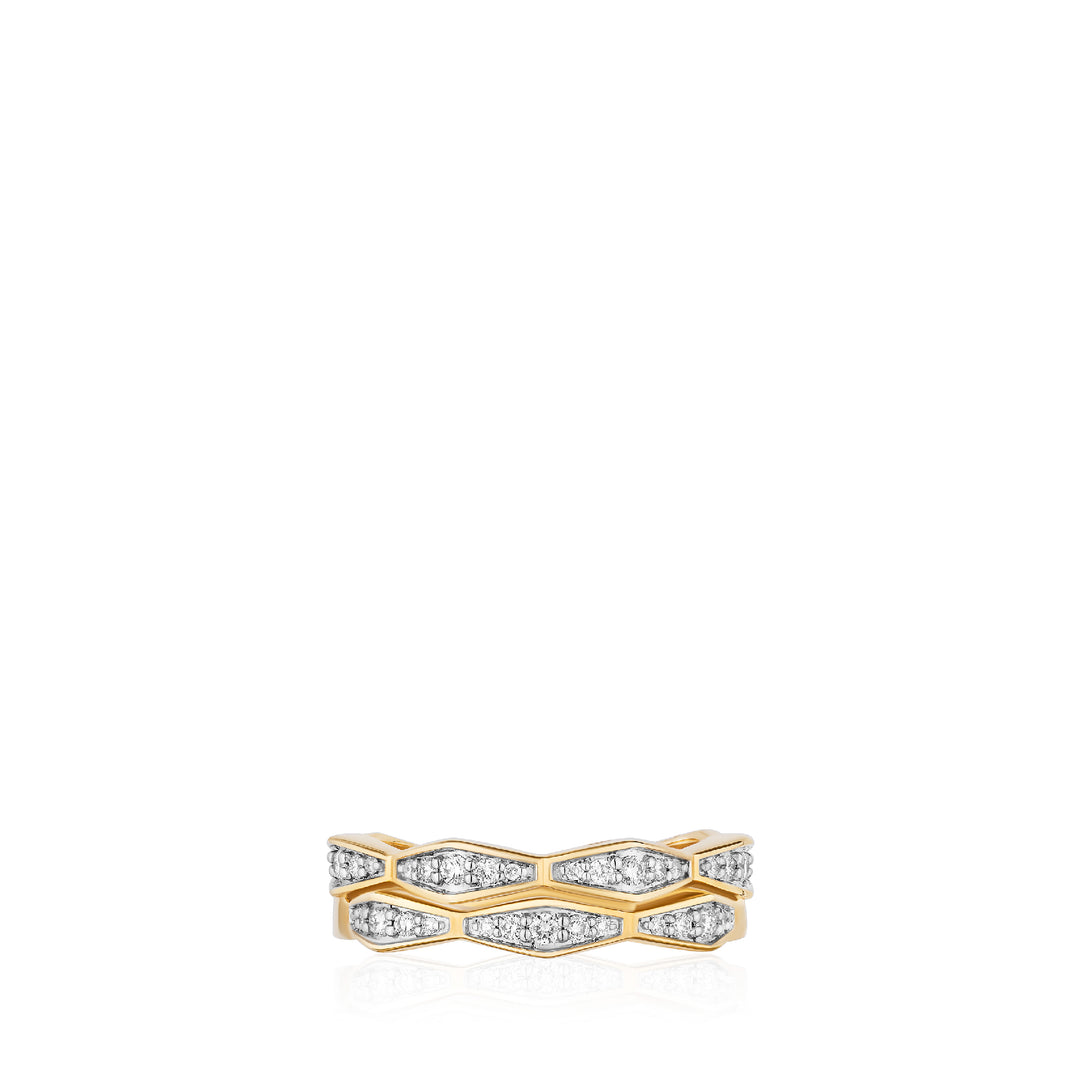 The Cedar Ring - Solid Gold Lab Grown White Diamond Double Stack Ring