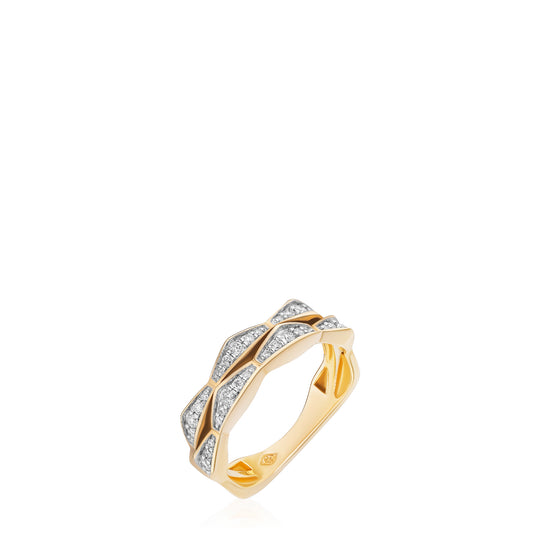 The Cedar Ring - Solid Gold Lab Grown White Diamond Double Stack Ring