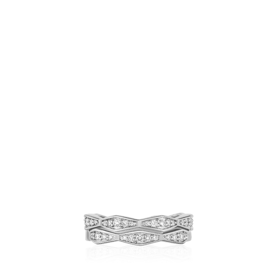 The Cedar Ring - Sterling Silver White Sapphire Double Stack Ring