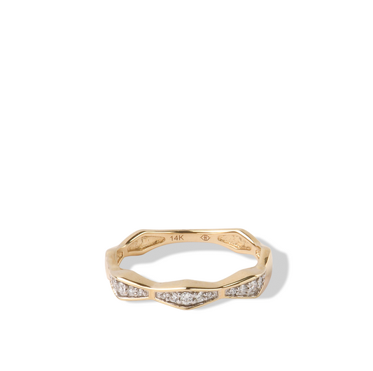 Solid Gold Natural White Diamond Single Stack Ring