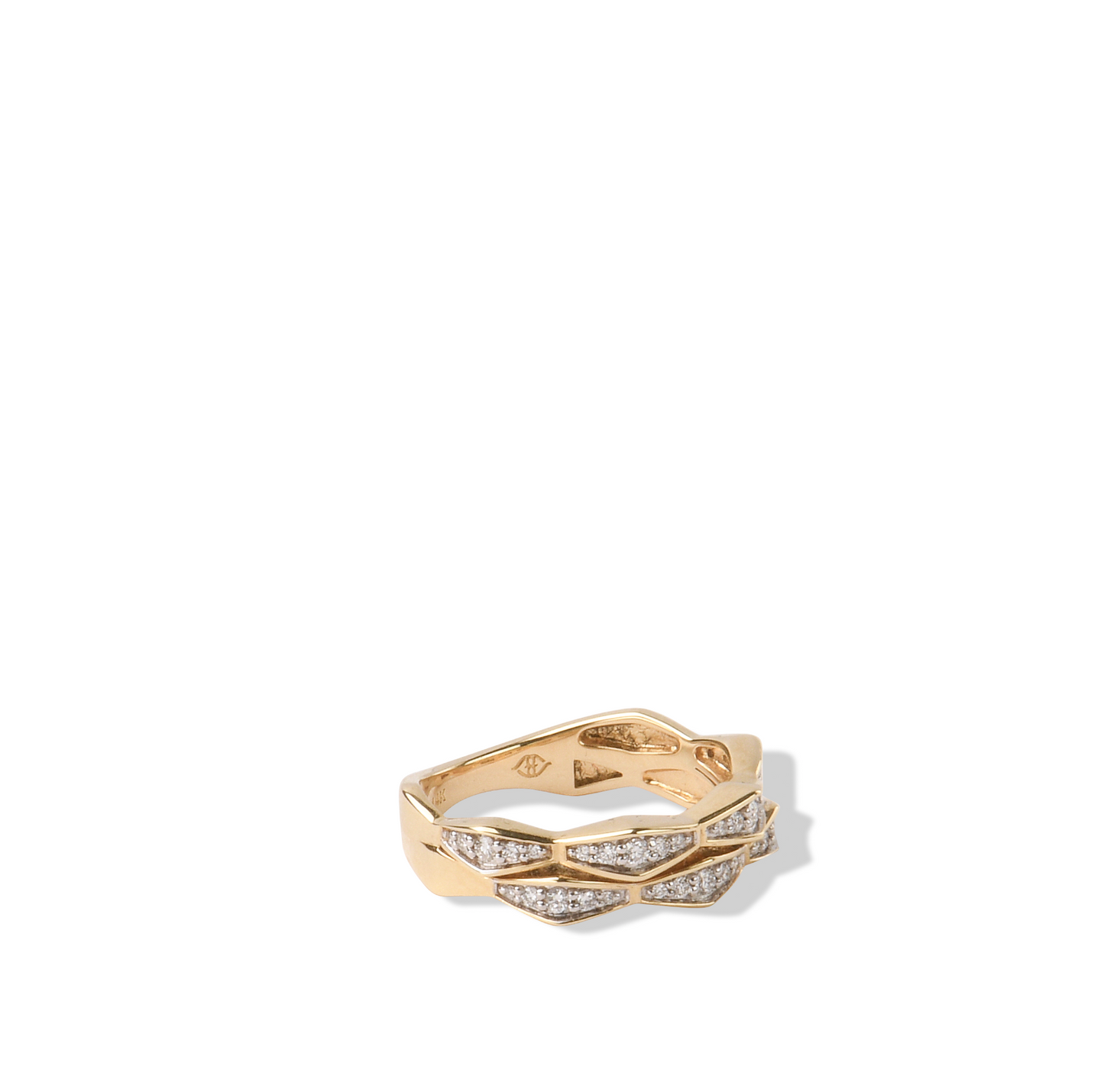 Gold Layered Ring | Yellow Gold 0.25 ct Natural White Diamond Double Layered Ring