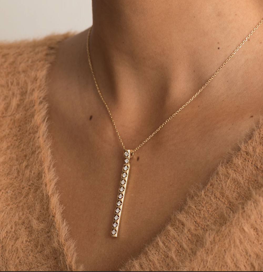 The Sloane Pendant - Carat Couture Diamond Gold Stick Necklace