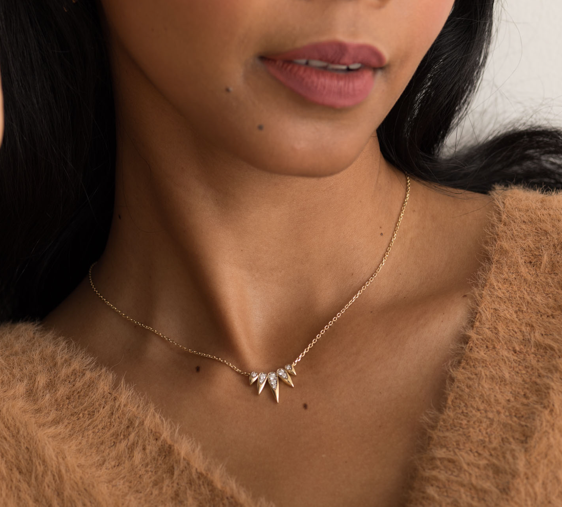The Marlowe 14K Solid Gold Diamond Necklace