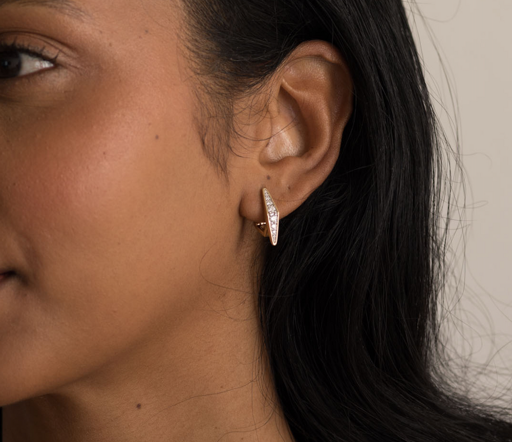 The Lane Earrings - Solid Gold Lab Grown White Diamond Single Earrings