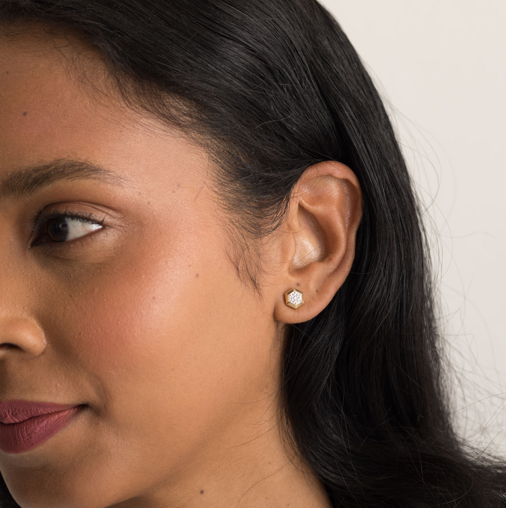 The Lennon Solid Gold Diamond Earrings