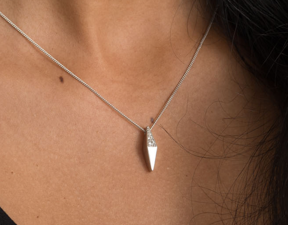 The Micah Necklace- Sterling Silver White Sapphire Linea Pendant Necklace