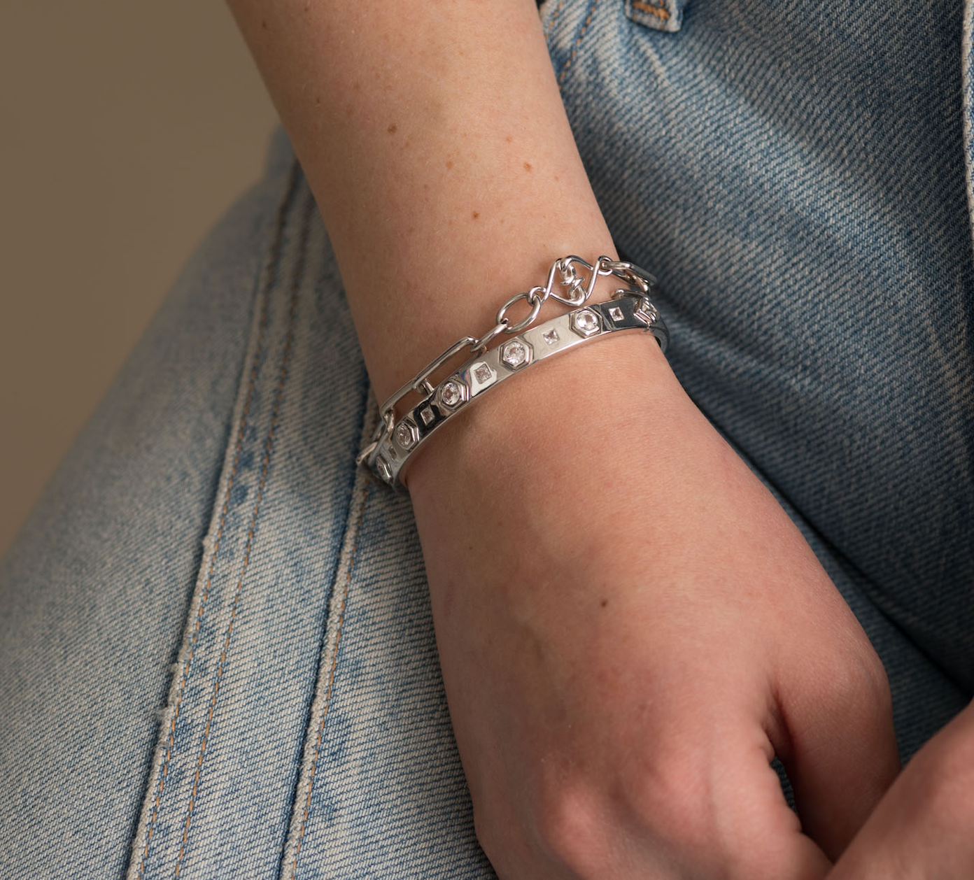 The Eliana Sterling Silver Gemstone Bangle Bracelet