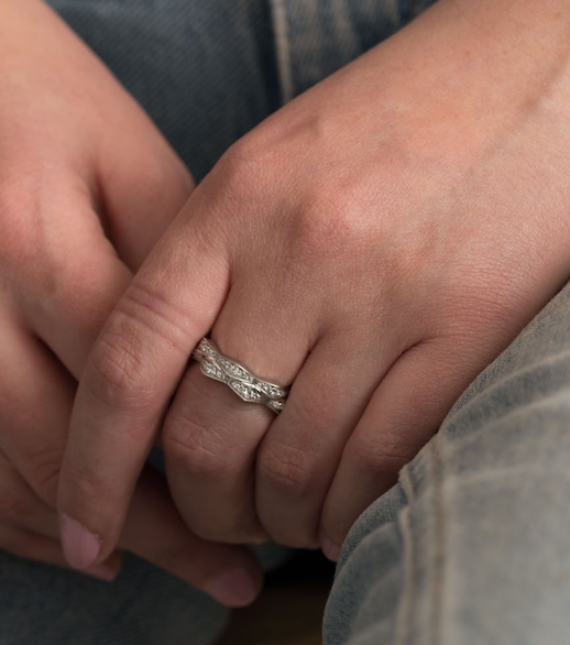 The Cedar Ring - Sterling Silver White Sapphire Double Stack Ring