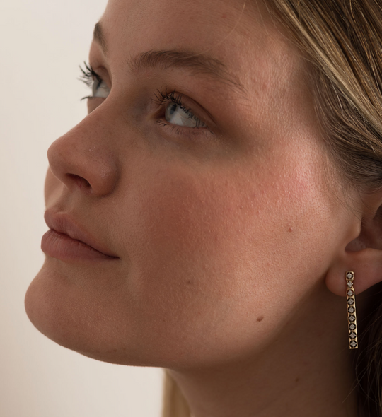 The Sloane Earrings - Carat Couture Carbon Neutral Diamond Solid Yellow Gold Stick Earrings