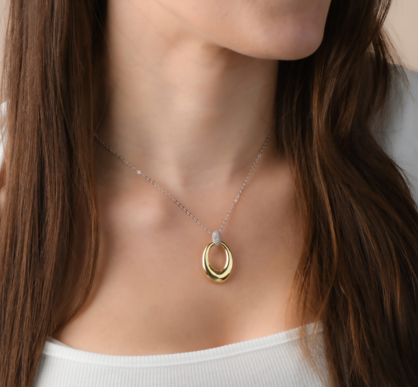 Knocker Pendant Necklace | Knocker Pendant with White Sapphires and Yellow Gold