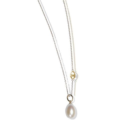 Gold Pearl Pendant Necklace | Oval Pearl Necklace Enhancer with Gold Bail