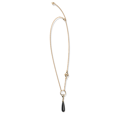 Black Rutilated Quartz Solid Gold Pendant Necklace