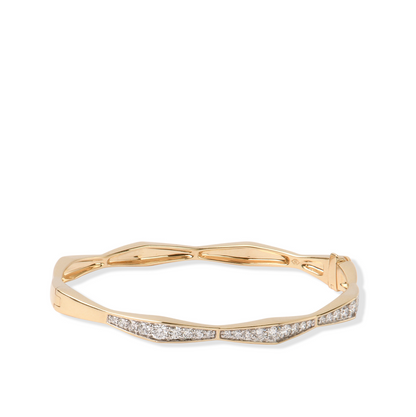 Solid Gold Natural White Diamond Stack Bangle Bracelet