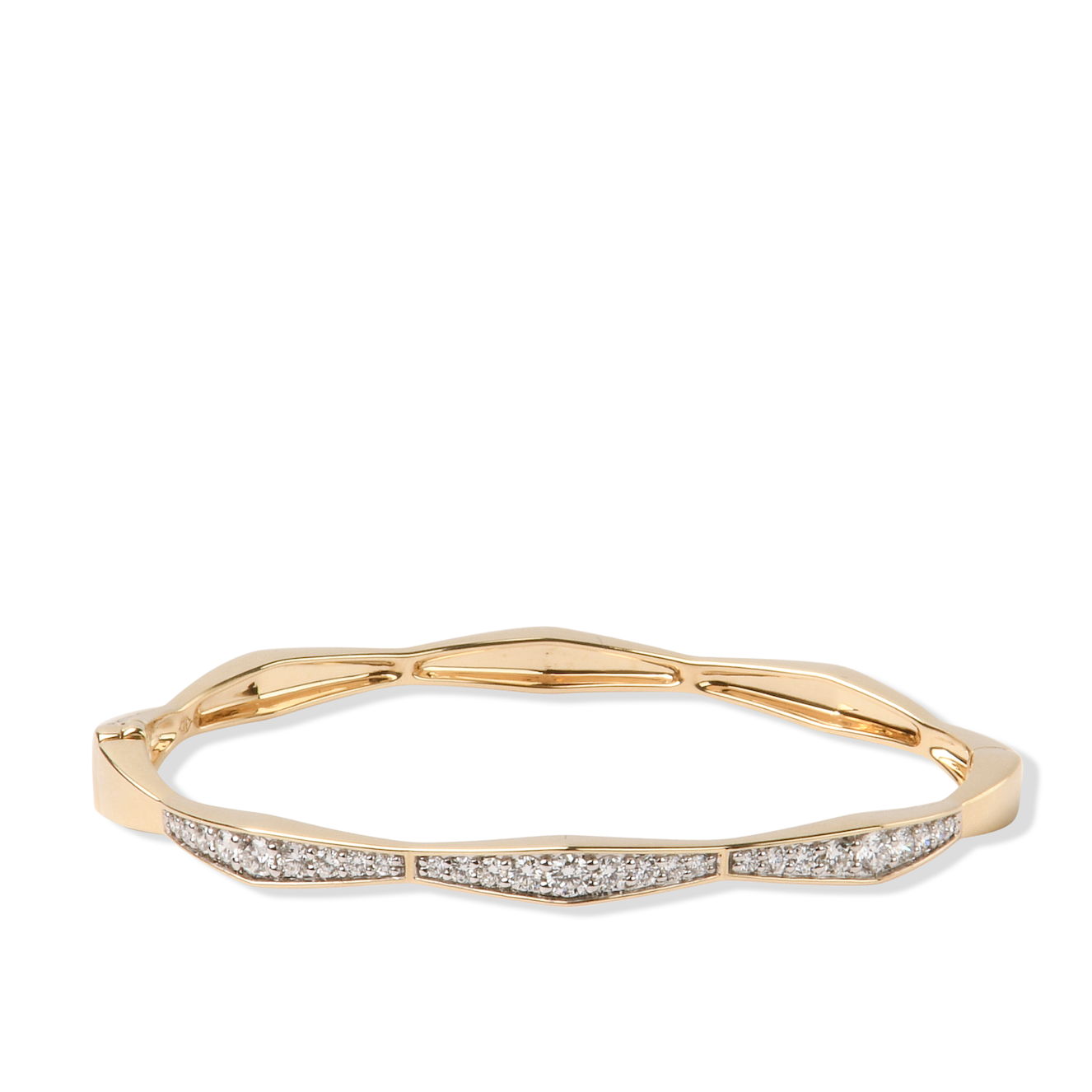 Solid Gold Natural White Diamond Stack Bangle Bracelet