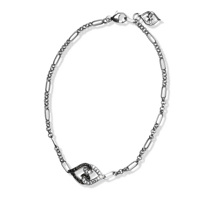 Silver Diamond Bracelet | Sterling Silver Link Bracelet with Black and White Diamonds