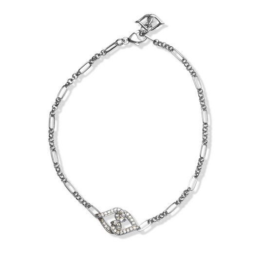 Sterling Silver White Sapphire Always Love Link Bracelet